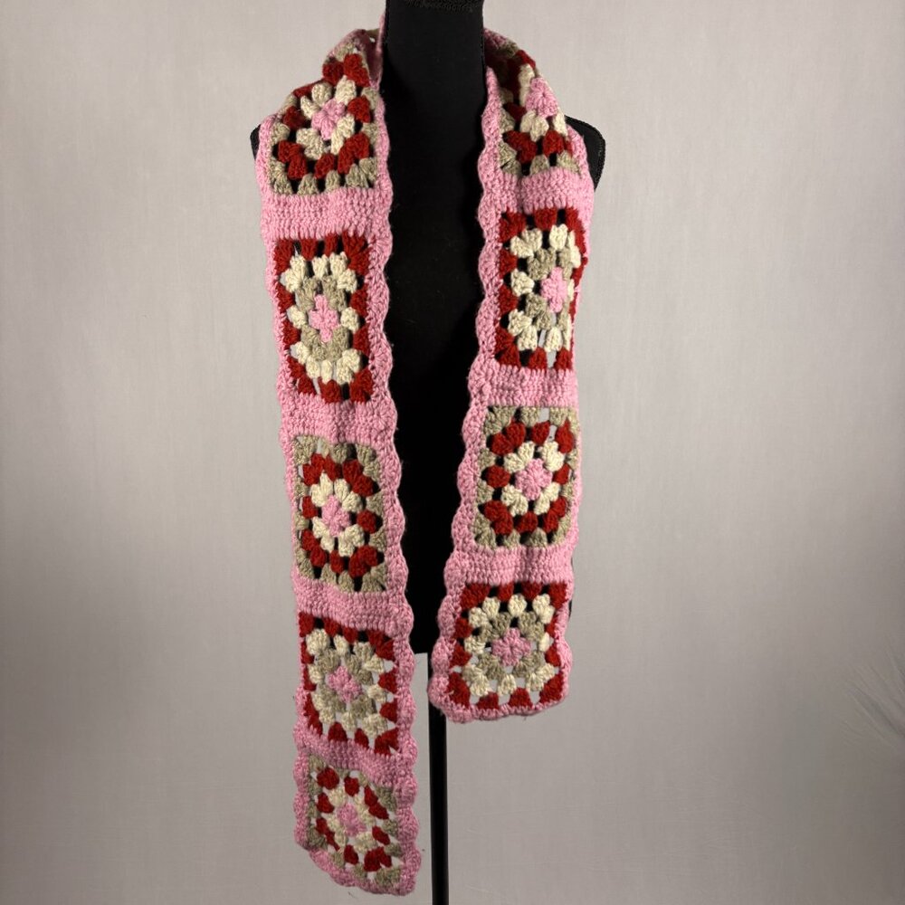 Vintage | Chunky Knit Scarf | Pink/Red